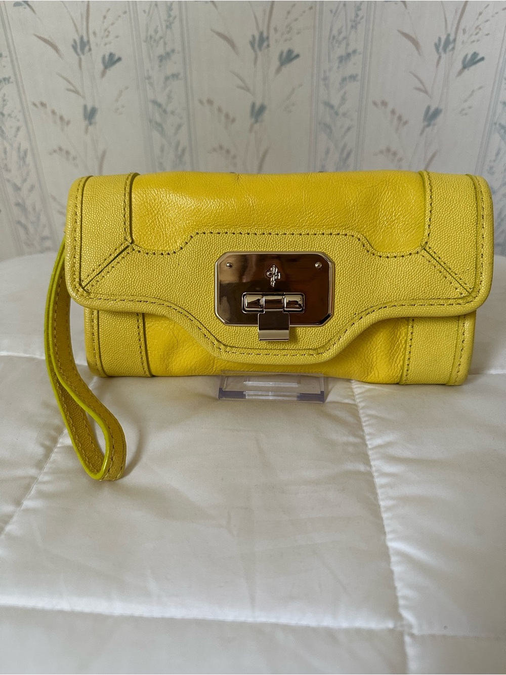 Cole Haan Yellow Leather Wristlet Clutch